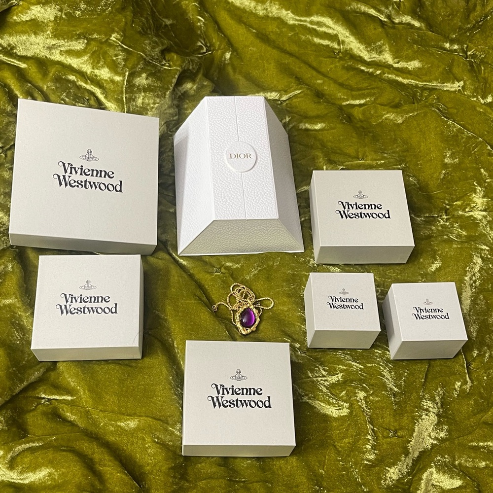 Vivienne Westwood Jewelry Box Set with Dior empty Boxes and a vintage necklace